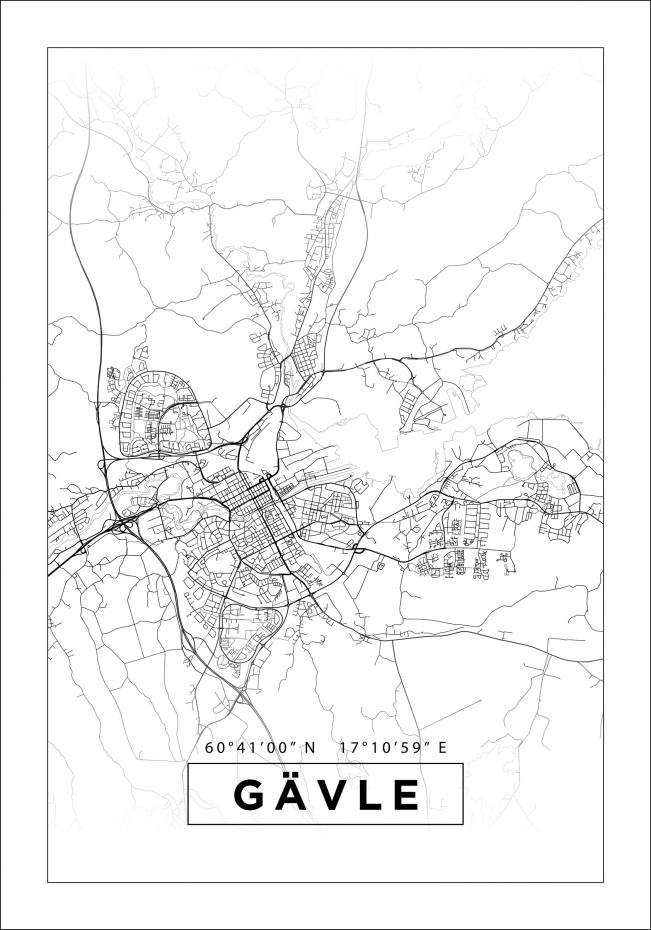 Karta - Gvle - Vit Poster