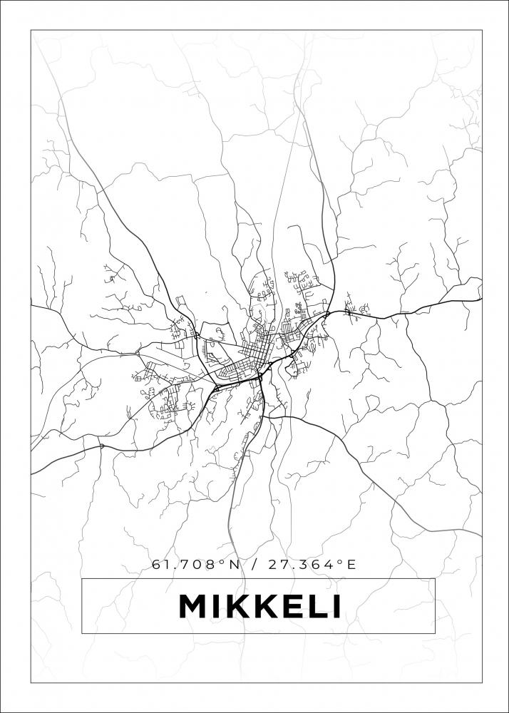 Karta - Mikkeli - Vit Poster