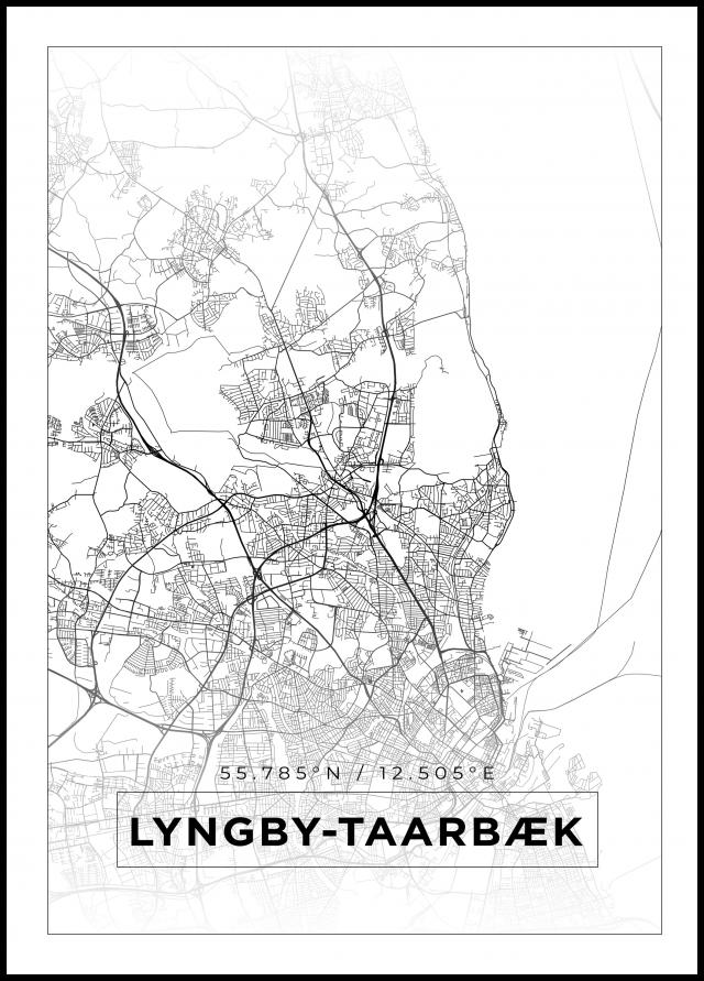 Karta - Lyngby-Taarbæk - Vit Poster