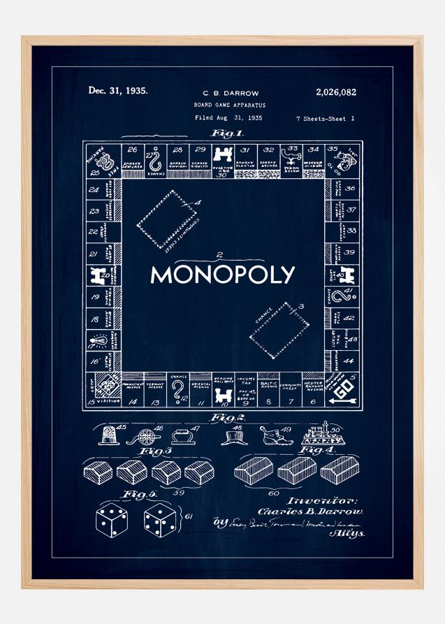 Patentritning - Monopol I - Blå Poster