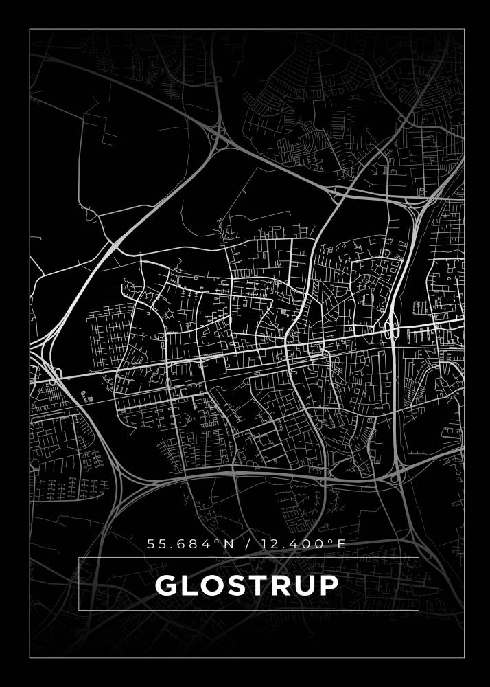 Karta - Glostrup - Svart Poster
