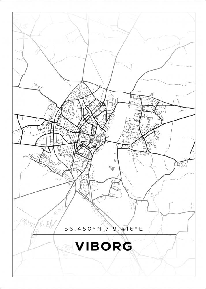 Karta - Viborg - Vit Poster