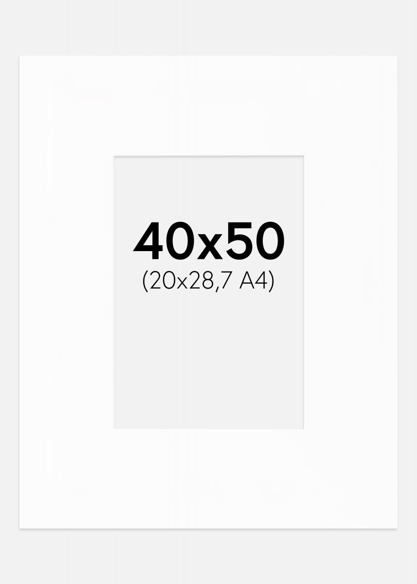 Passepartout XL Vit (Vit kärna) 40x50 cm (20x28,7 - A4)