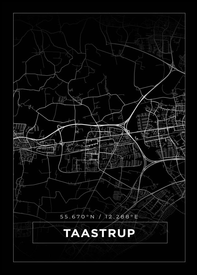 Karta - Taastrup - Svart Poster
