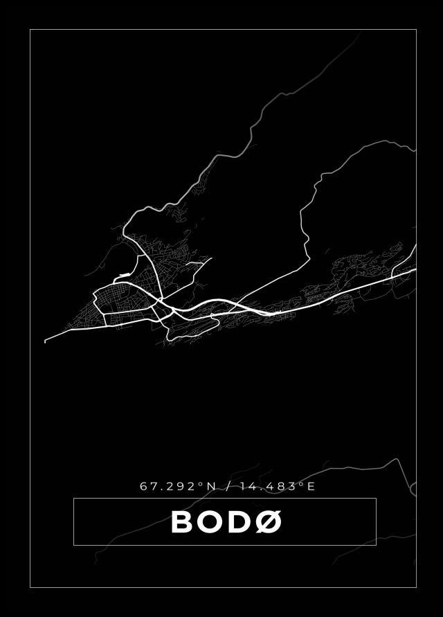 Karta - Bodø - Svart Poster