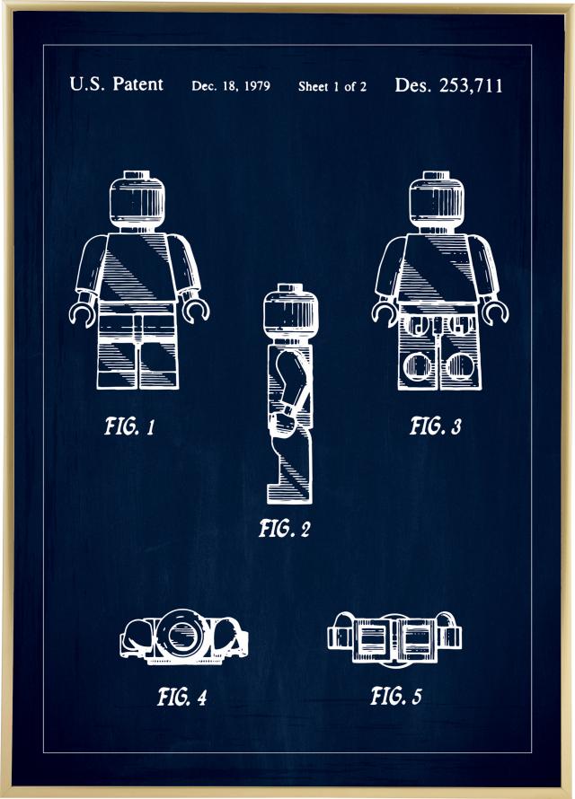 Patentritning - Lego I - Blå Poster