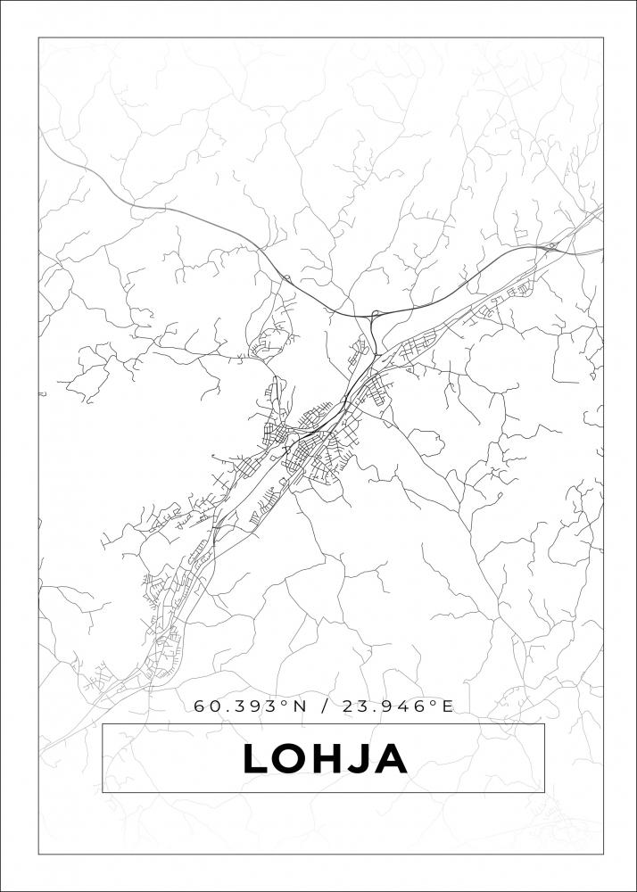 Karta - Lohja - Vit Poster