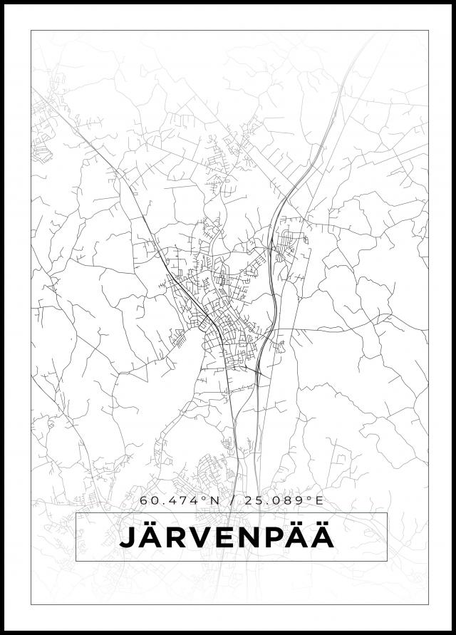 Karta - Järvenpää - Vit Poster