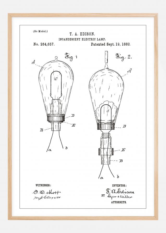 Patentritning - Glödlampa A - Vit Poster