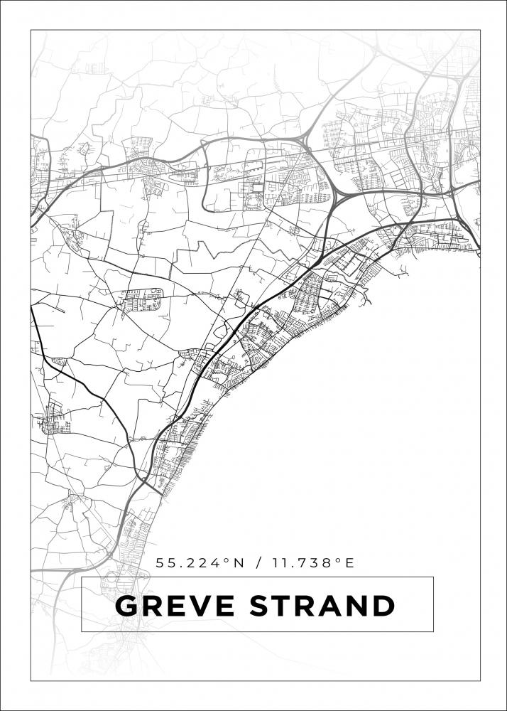 Karta - Greve Strand - Vit Poster