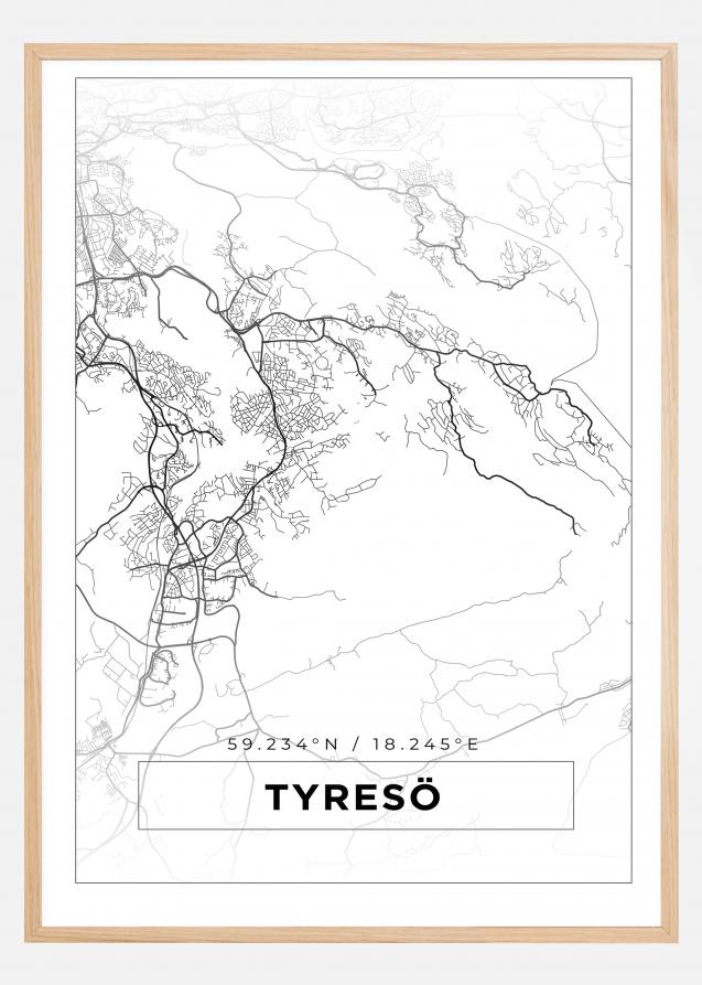Karta - Tyresö - Vit Poster