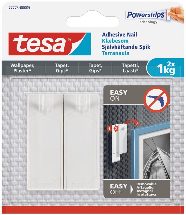 Tesa - Självhäftande spik för alla typer av väggar (max 2x1kg)