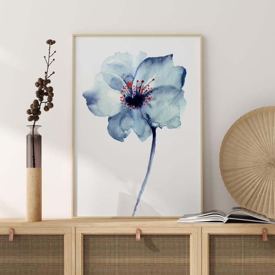 Aquarelle Flower - Blue Poster