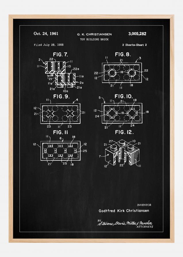 Patent Print - Lego Block II - Black Poster