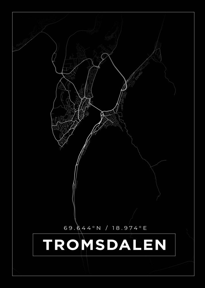 Karta - Tromsdalen - Svart Poster