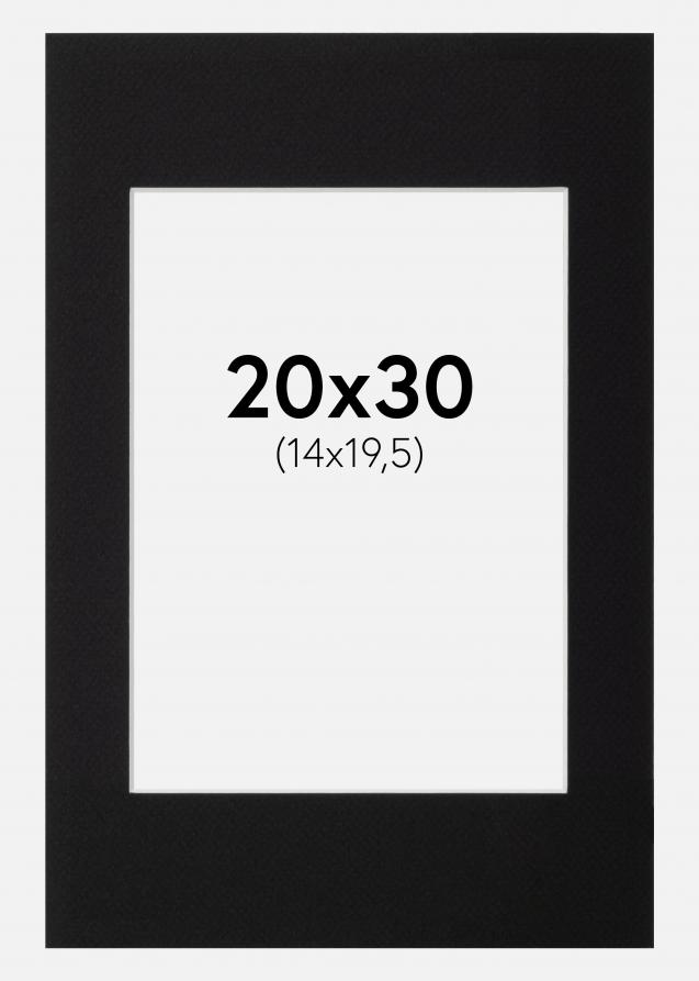 Passepartout Svart Standard (Vit kärna) 20x30 cm (14x19,5)