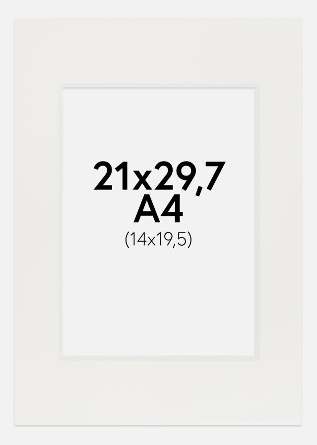 Passepartout Vit 3 mm (Vit kärna) A4 21x29,7 cm (14x19,5)
