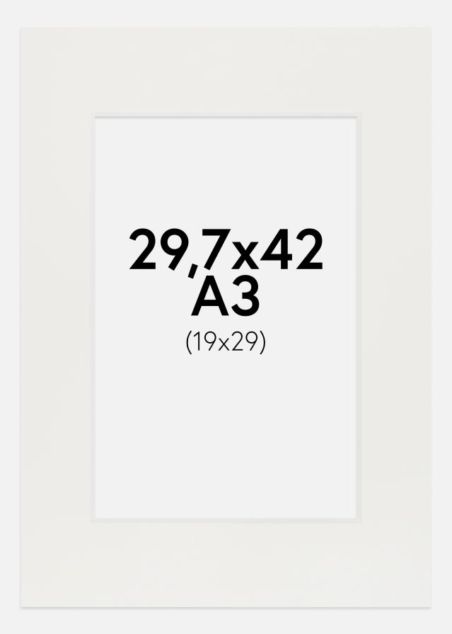 Passepartout Vit 3 mm (Vit kärna) 29,7x42 cm (19x29)