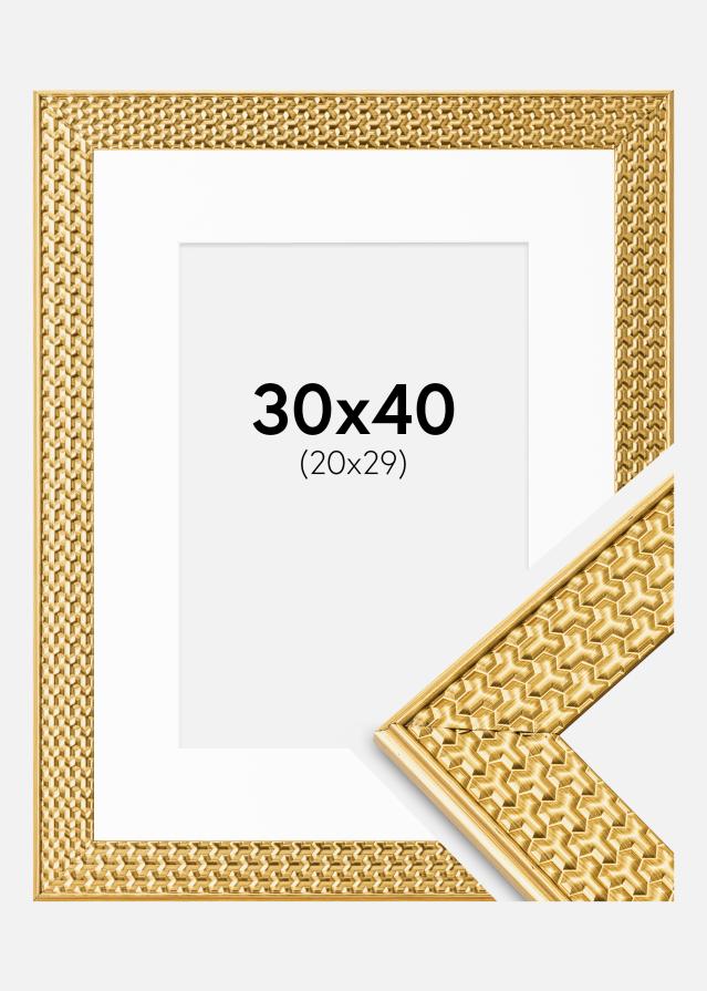 Ram Grace Guld 30x40 cm - Passepartout Vit 21x30 cm