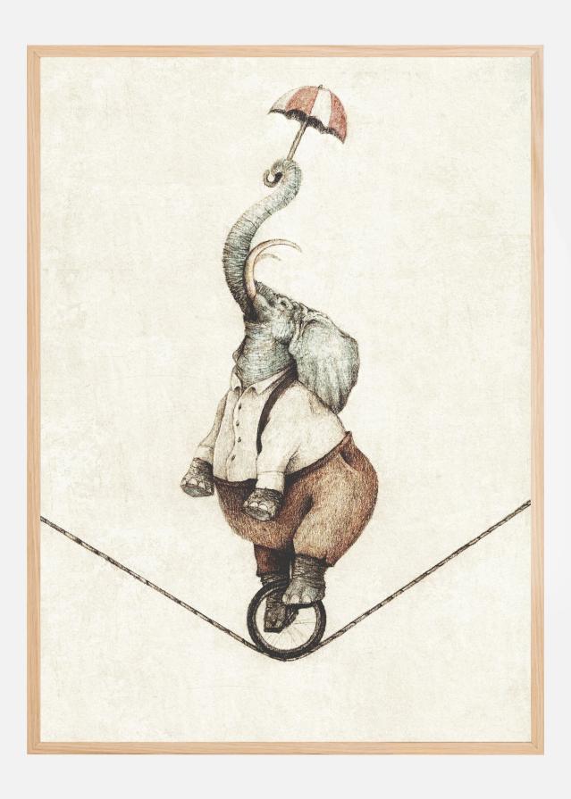 Unicycle While Holding An Umbrella Poster