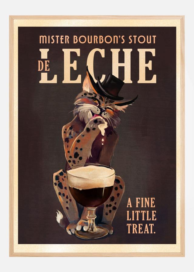 Bourbon De Leche Guinness Style Cat Art Poster