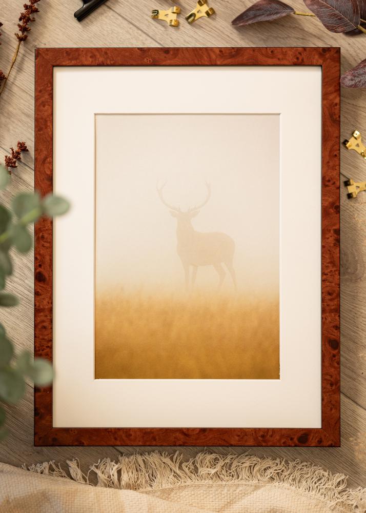 Ram Hermes Valnöt 24x30 cm - Passepartout Vit 5x8 inches