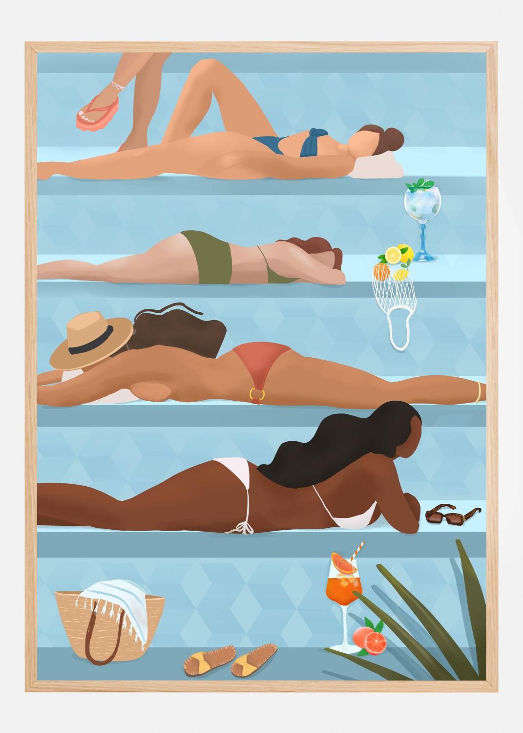Ladies by the pool Poster (100x140 cm)