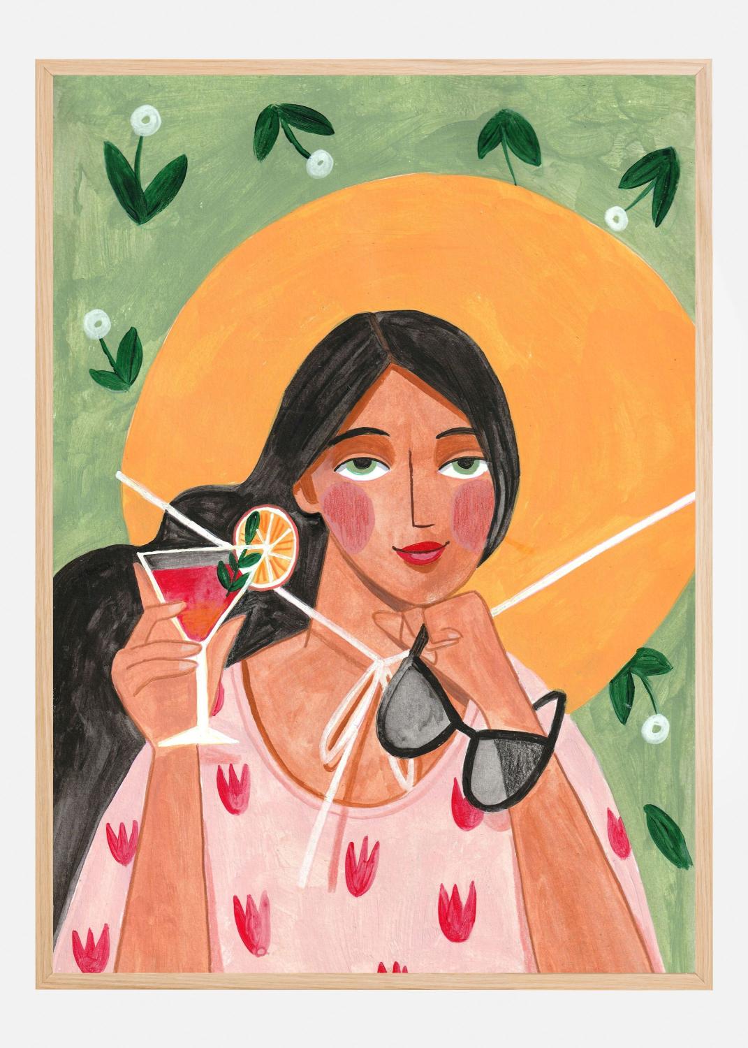 Product Image for Abstract Modern Bohemian Woman with Cocktail Poster (30x40 cm)