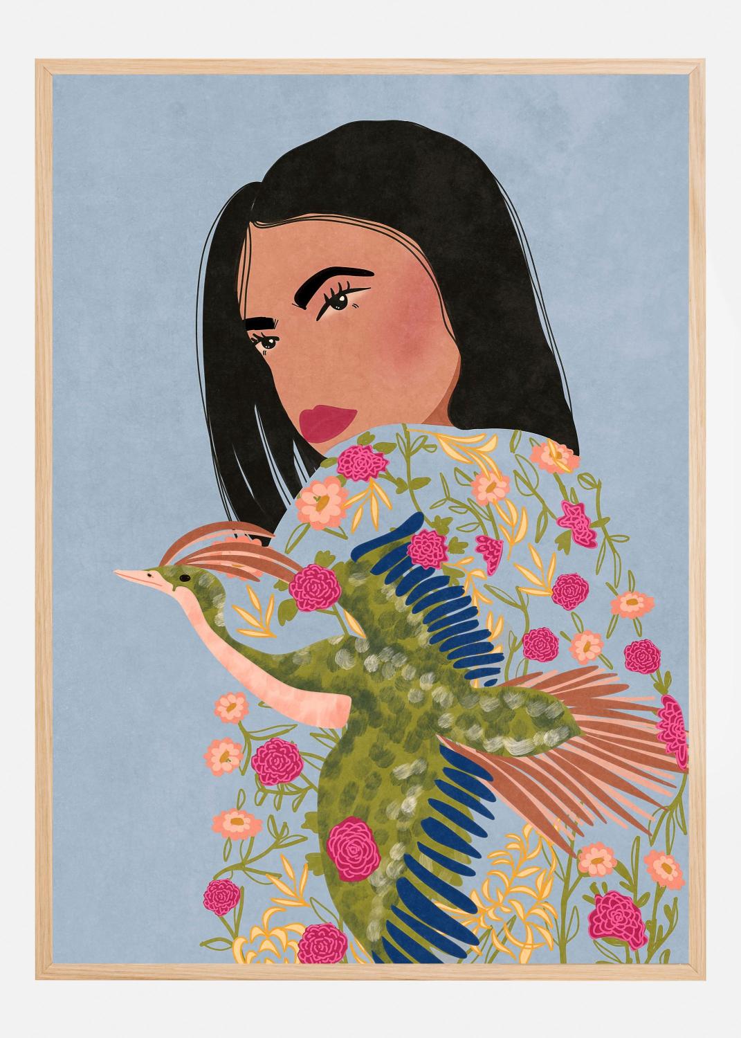 Girl with Crane Poster (50x70 cm)