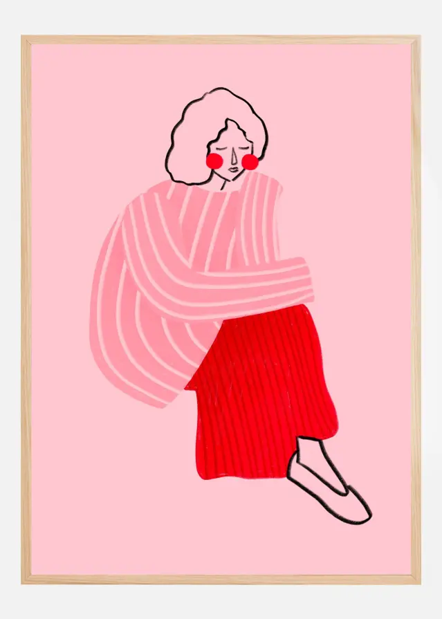 Pink and Red Line Lady Poster