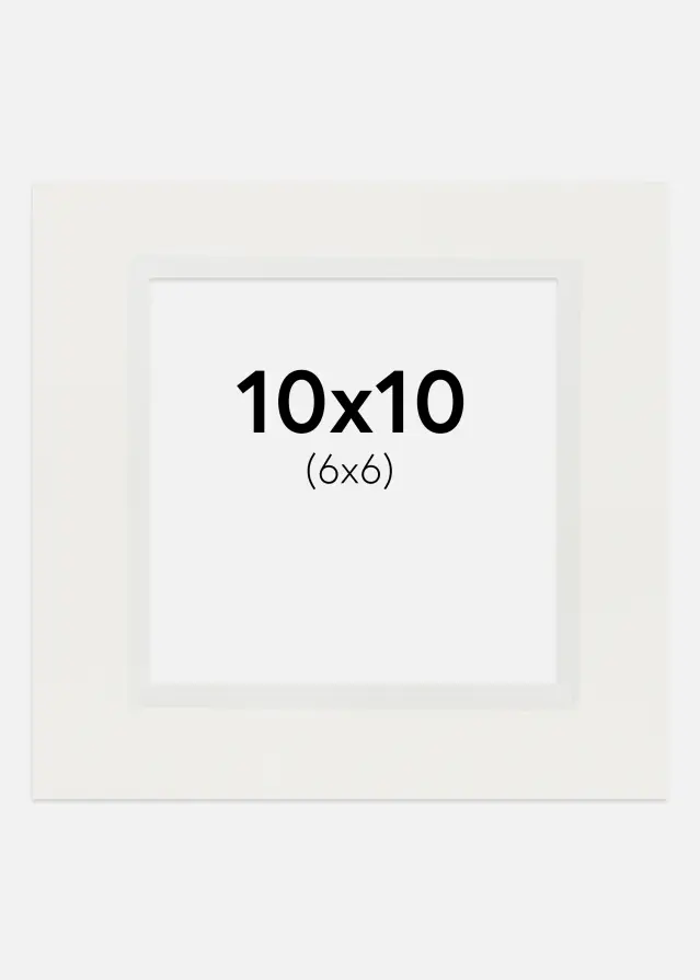 Passepartout Vit 3 mm (Vit kärna) 10x10 cm (6x6)