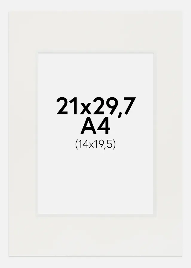 Passepartout Vit 3 mm (Vit kärna) A4 21x29,7 cm (14x19,5)