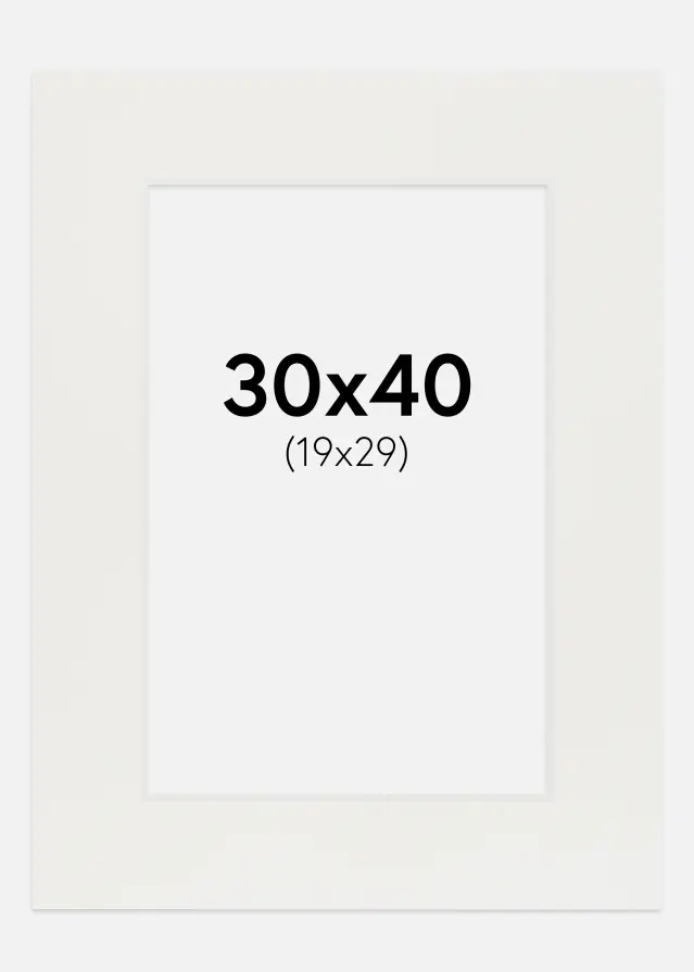 Passepartout Vit 3 mm (Vit kärna) 30x40 cm (19x29)