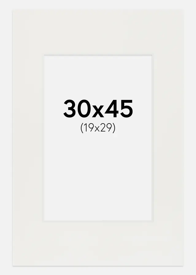 Passepartout Vit 3 mm (Vit kärna) 30x45 cm (19x29)