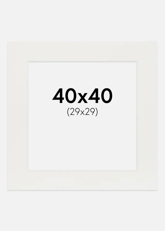 Passepartout Vit 3 mm (Vit kärna) 40x40 cm (29x29)
