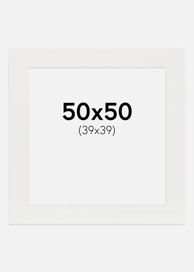 Passepartout Vit 3 mm (Vit kärna) 50x50 cm (39x39)