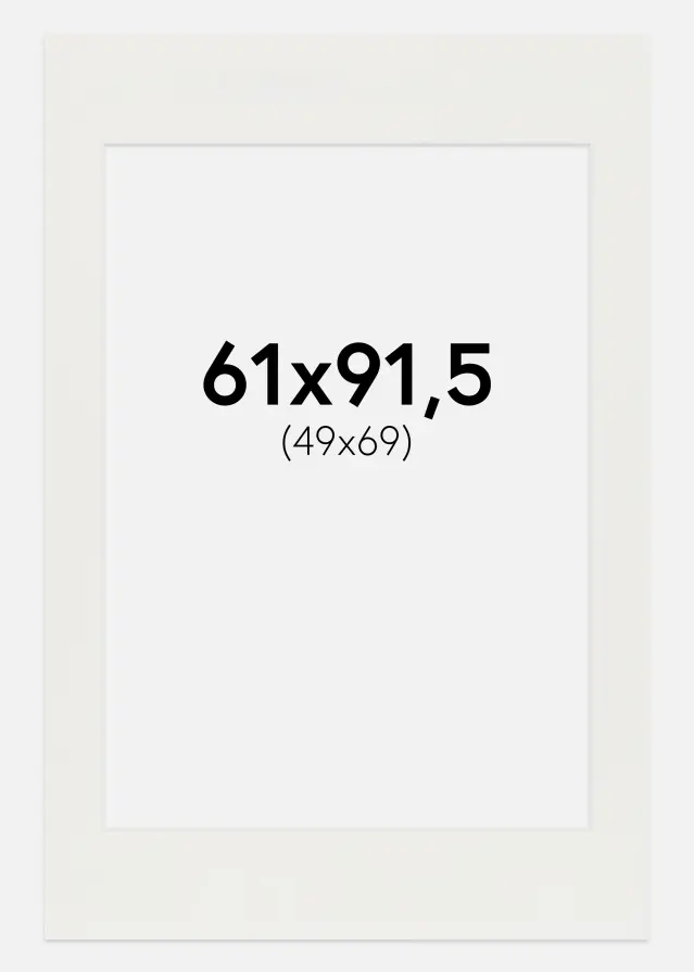 Passepartout Vit 3 mm (Vit kärna) 61x91,5 cm (49x69)