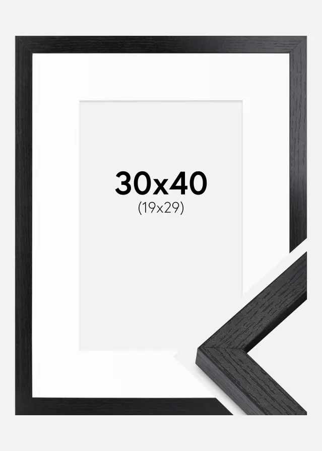 BGA Boxram Svart 30x40 cm - Passepartout Vit 20x30 cm