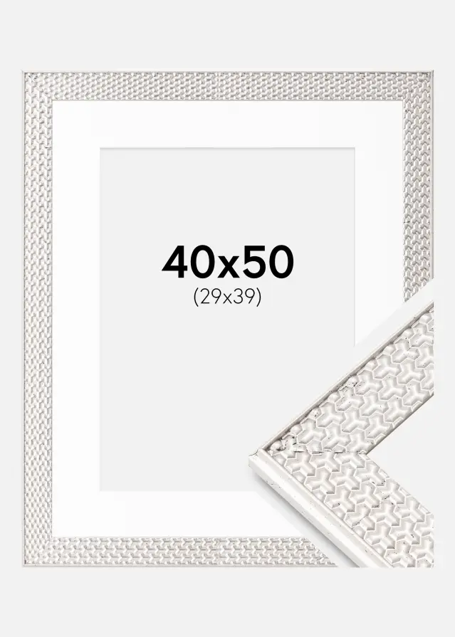 Ram Grace Silver 40x50 cm - Passepartout Vit 30x40 cm