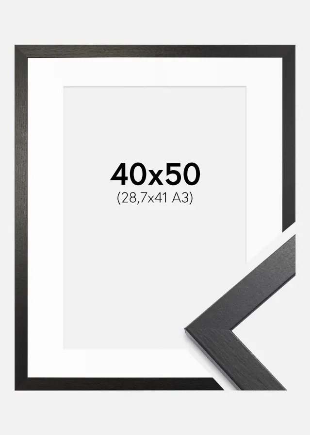 Ram Stilren Svart Ek 40x50 cm - Passepartout Vit 29,7x42 cm