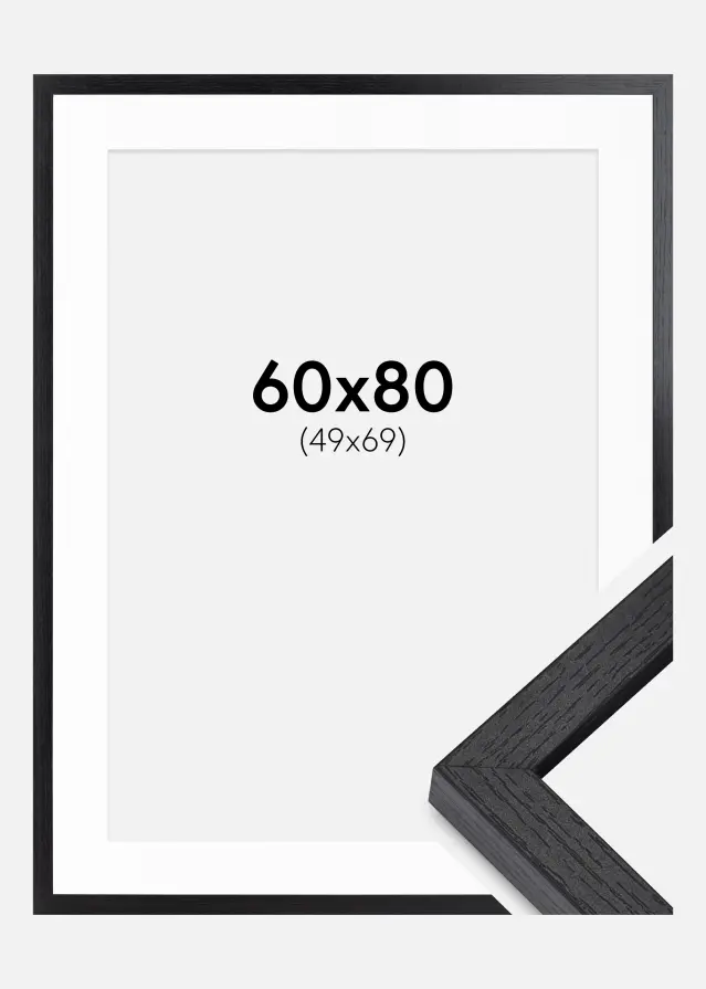 BGA Boxram Svart 60x80 cm - Passepartout Vit 50x70 cm