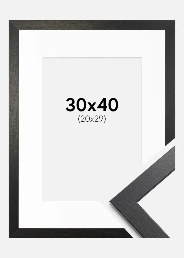 Ram Stilren Svart Ek 30x40 cm - Passepartout Vit 21x30 cm