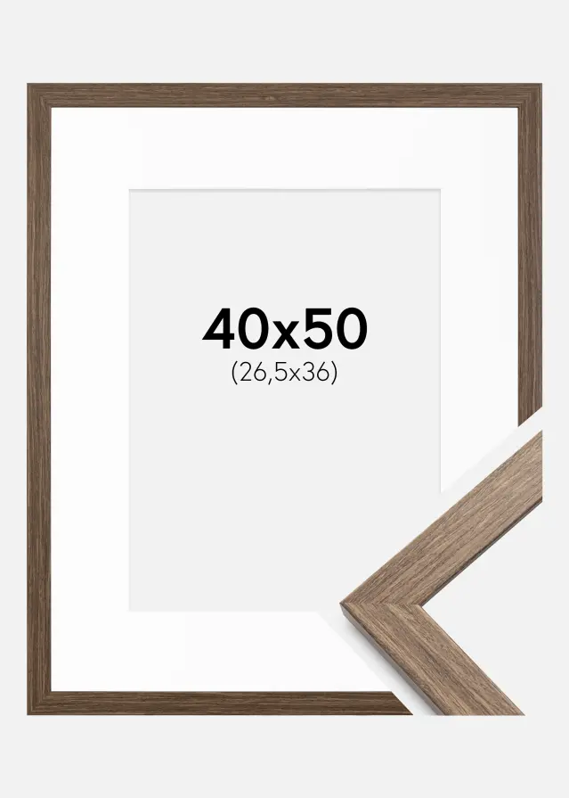 Ram Stilren Kall Brun 40x50 cm - Passepartout Vit 27,5x37 cm