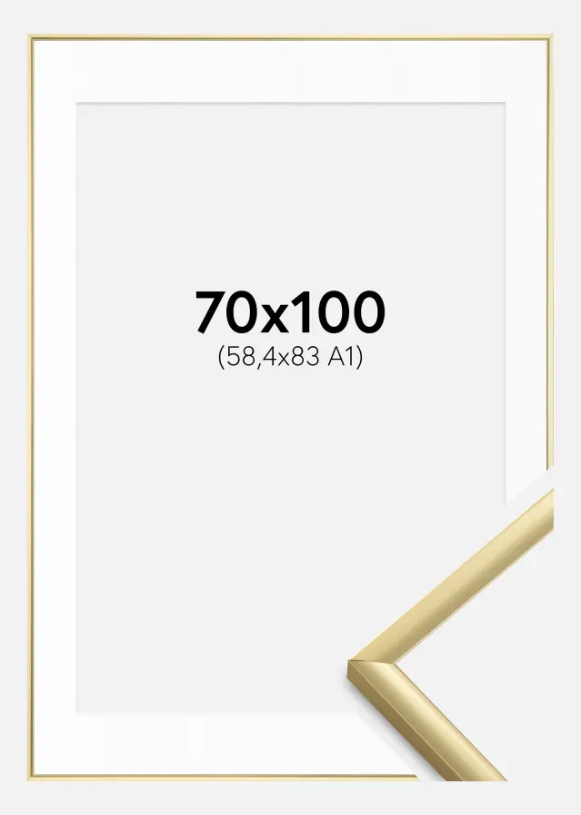 Ram New Lifestyle Guld 70x100 cm - Passepartout Vit 59,4x84 cm (A1)