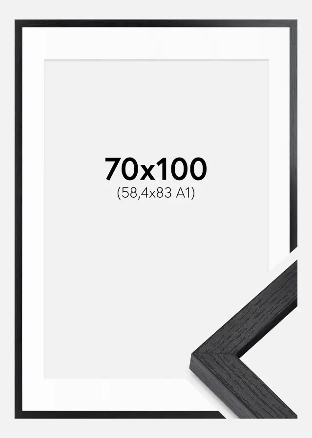 BGA Boxram Svart 70x100 cm - Passepartout Vit 59,4x84 cm