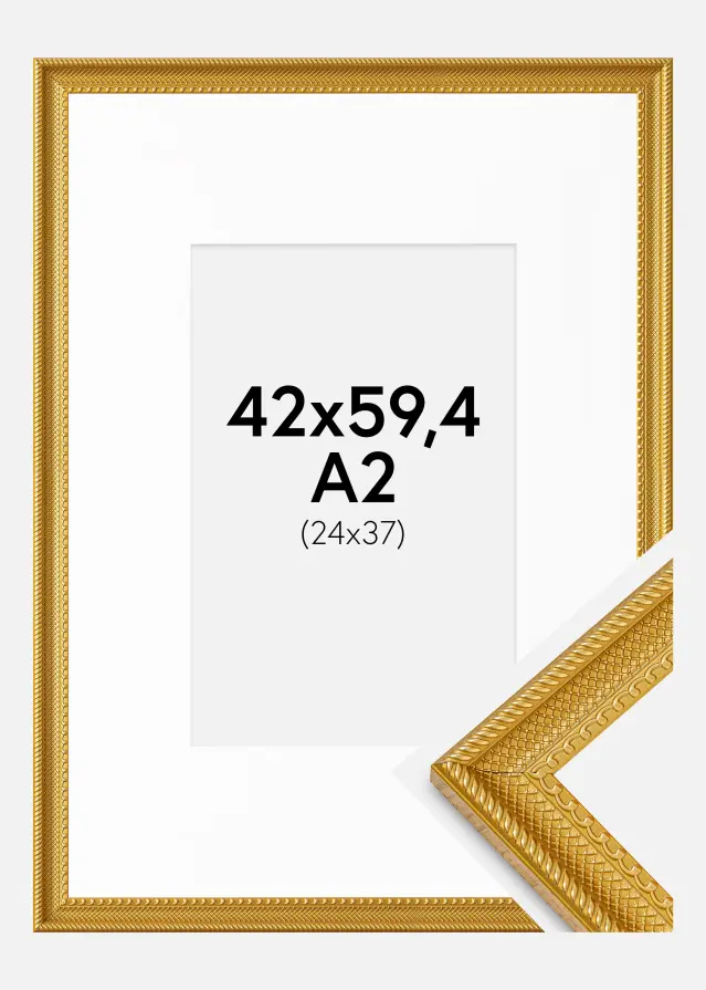 Ram Lattice Guld 42x59,4 cm - Passepartout Vit 25x38 cm