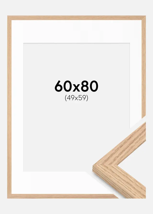Ram Tidlös Massiv Ek 60x80 cm - Passepartout Vit 50x60 cm