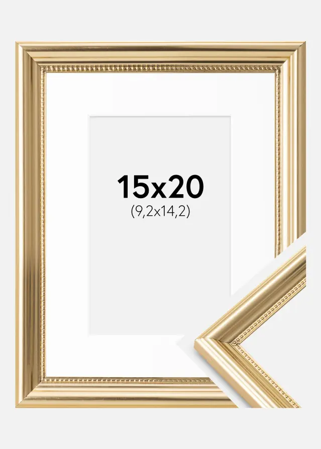 Ram Gala Guld 15x20 cm - Passepartout Vit 4x6 inches
