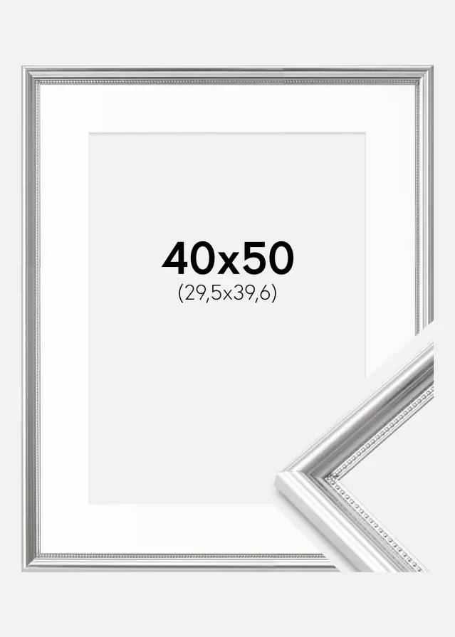 Ram Gala Silver 40x50 cm - Passepartout Vit 12x16 inches