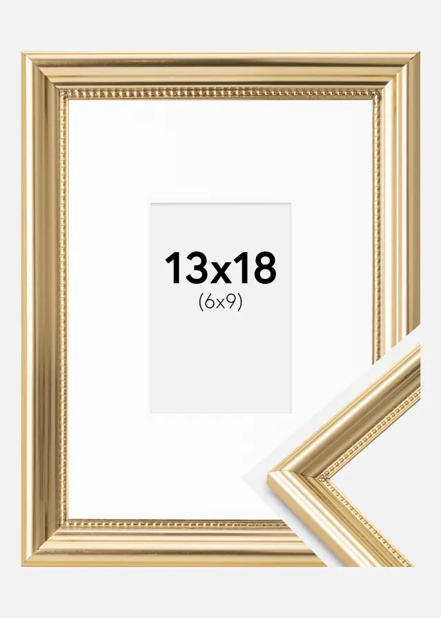 Ram Gala Guld 13x18 cm - Passepartout Vit 7x10 cm